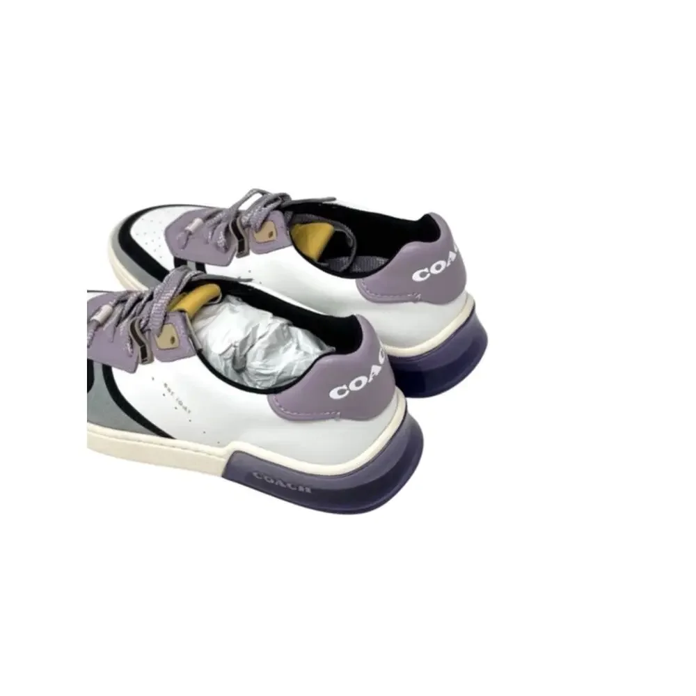 Coach Citysole Sue Court Sneakers 7.5 White/Soft Lavender - Picture 3 of 8